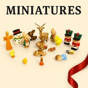 Vintage Christmas Animal Miniature Figurines Multicolor